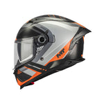 MT Braker SV Inception B4 Gloss Motorcycle Helmet Black Grey Orange