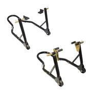 MotoGP Round Tubing Front & Rear Track Paddock Stand Set - Black