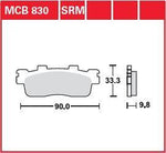 TRW SRM Series Sintered Brake Pads For Kymco Downtown 125 I 2010-2021 Rear
