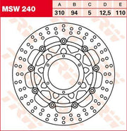 TRW Round Floating Brake Disc For Honda CB1000R 2008-2017 Front