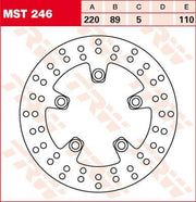 TRW Round Fixed Brake Disc 220mm For Suzuki GSF 1200 2006 Rear