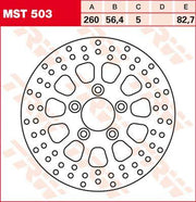 TRW Round Fixed Brake Disc 260mm For Harley Davidson XL1200C 2011-2020 Rear