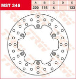 TRW Round Fixed Brake Disc 220mm For Yamaha DT125R 1988-2002 Rear