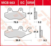 TRW SRM Series Sintered Brake Pads For Kymco Agility City 125 2009-2020 Rear