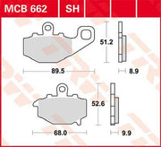 TRW SH Series Sintered Rear Brake Pads For Kawasaki ER-6F 650 2006-2011 Rear