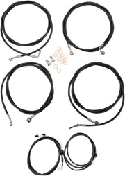 LA Choppers Complete Plug-and-Play Cable Kit ABS For Harley Davidson FLHR 1750 2017-2019 30.5 cm - 35.5 cm (12" - 14") - Black/Clear-Coated