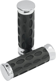 Drag Specialties Custom Rubber Grips For Harley Davidson FLHR 1584 2008 - Black Chrome