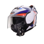Caberg Trip Lunar Flip Front Motorcycle Helmet - White/Red/Blue/Light Blue