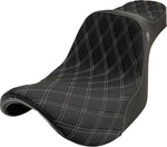 Slyfox High Noon Seat For Harley Davidson FXR1340 1986-1994 Silver Double Diamond - Black