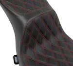 Drag Specialties Performance Predator 2 Up Seat For Harley Davidson FLSB 1750 2018-2021 Red Stitching Double Diamond - Black