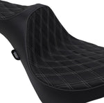 Drag Specialties Predator III Double Diamond Seat For Harley Davidson FLDE 1750 2018-2020 - Black Silver