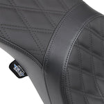Drag Specialties Predator 2 Up Seat For Harley Davidson FLD 1690 2012-2013 Double Diamond - Black