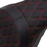 Drag Specialties Forward Positioned Predator Seat For Harley Davidson FLHR 1584 2008-2011 Double Diamond/Red Stitching - Black/Red
