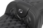 Saddlemen Roadsofa Lattice Stitch Carbon Fibre Seat For Harley Davidson FLHX 1923 2024-2026 - Black/Grey