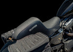 Slyfox The Drifter Seat For Harley Davidson XL1200C 2004-2019 Carbon Fiber/Gray Logo/Smooth - Black