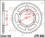 JT Steel Sprocket For Yamaha FZ 400 1997 Rear 39T - Black