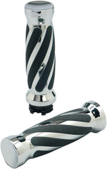 Pro-One Custom Twisted Rubber Grips For Harley Davidson FLDE 1750 ABS 2018-2020 - Black/Chrome