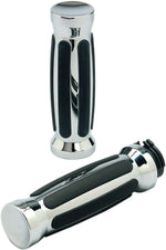 Pro-One Custom Straight Rubber Grips For Harley Davidson FLDE 1750 ABS 2018-2020 - Black/Chrome