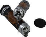 Drag Specialties Twist Throttle Skull Grips - Black/Brown/Chrome