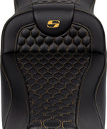 Saddlemen Honeycomb Roadsofa Seat For Harley Davidson FLH 1868 2021 - Black/Gold (Driver Seat Length:44.5 cm)