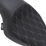 Drag Specialties 3 4 Solo Seat For Harley Davidson XL 1200 C 2004-2020 Double Diamond - Black Silver
