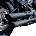 S&S Cycle Slash Cut Race Silencers For Harley Davidson FLFB 1750 2018-2020 - Guardian Black