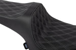 Drag Specialties Predator III Double Diamond Seat For Indian Challenger 108 ABS 2020-2025 - Black/Silver