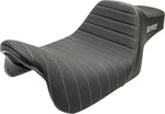 Slyfox High Noon Seat For Harley Davidson FLHR 1584 2008-2011 Silver Logo - Black/Silver