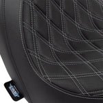 Drag Specialties Predator Seat For Harley Davidson FLSB 1750 2018-2021 Silver Stitching Double Diamond - Black