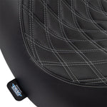 Drag Specialties Solo Seat For Harley Davidson FLSB 1750 2018-2023 Silver Stitching Double Diamond - Black Silver