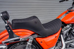 Slyfox High Noon Seat For Harley Davidson FXR1340 1986-1994 Classic Silver Stitch - Black