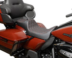 Drag Specialties Extended Reach Predator III Seat For Harley Davidson FLH 1868 ABS 2021 Double Diamond - Black/Red