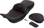 Saddlemen Roadsofa Lattice Stitch Seat For Harley Davidson FLHR 1584 2008 - Black/Red (Driver Seat Length:38 cm)