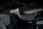 Slyfox High Noon Seat For Harley Davidson XL1200C 2004-2020 Classic Stitch/Silver Logo - Black/Silver