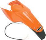 UFO Enduro Rear Fender & Side Panel Unit With LED Light - KTM EXC 2008-11 - Orange