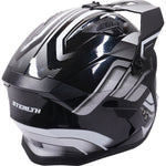 Stealth Fighter Orbit Open Face Motorcycle Helmet - Gloss Black Silver