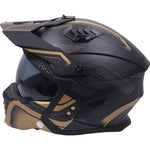 Stealth Fighter Orbit Open Face Motorcycle Helmet - Matt Black Gold
