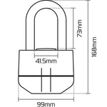 Oxford Boss Alarm 16mm Padlock Black (incl. FREE Cro-Mo 12mm Gold Series Chain 1.5m)