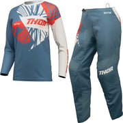 Thor Sector Split 2024 Ladies Motocross Jersey & Pants Blue Steel Vintage White Kit