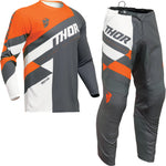 Thor Sector Checker 2024 Youth Motocross Jersey & Pants Charcoal Orange Kit