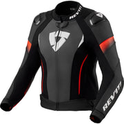 Rev It Xena 4 Pro Ladies Leather Motorcycle Jacket 38 Black Neon Red (UK 10)