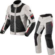 Rev It Tornado 4 H2O Motorcycle Jacket & Trousers Silver Black Kit