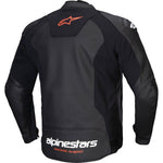 Alpinestars Faster V3 Leather Motorcycle Jacket - Black Red Fluo