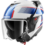 Shark Oxo Sikter Flip Front Motorcycle Helmet - White Chrome Blue