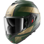 Shark Oxo Sikter Flip Front Motorcycle Helmet - Matt Green Chrome Gold