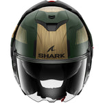 Shark Oxo Sikter Flip Front Motorcycle Helmet - Matt Green Chrome Gold