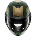Shark Oxo Sikter Flip Front Motorcycle Helmet - Matt Green Chrome Gold