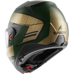 Shark Oxo Sikter Flip Front Motorcycle Helmet - Matt Green Chrome Gold