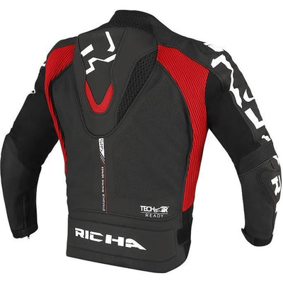 Richa Stradale Leather Motorcycle Jacket - Black Red