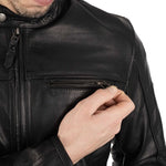 Oxford Walton 2.0 Leather Motorcycle Jacket - Black